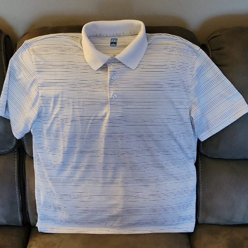 Men's White Striped Polo Shirt